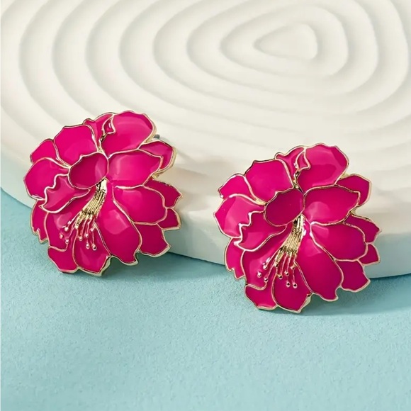 Fashion Jewelry Jewelry - Pink Tropical Flower Stud Earrings